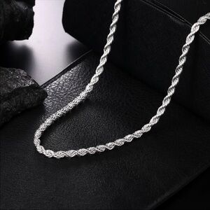 925 Sterling Silver 50cm 4mm Twisted Rope chain